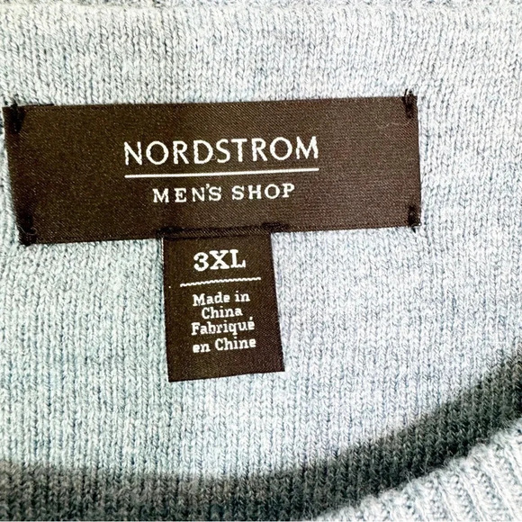 Nordstrom Big & Tall Bird's Eye Crewneck Sweater Blue Chambry Birdseye Size 3XL - Picture 6 of 8